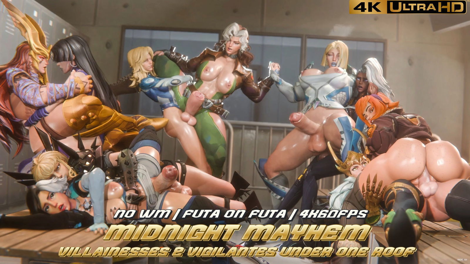 Midnight Mayhem | Villanas y justicieras bajo un mismo techo (NO WM) (FUTA) (4K60FPS) - hentai porno - Video Hentai