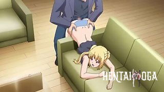 Papa Katsu - Hentai dad bends over his cute stepdaughter and fucks her virgin pussy - hentai porn - Hentai Video