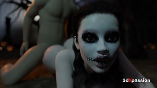 Pumpkin Patch Pleasure A Secret Fuck in the Graveyard - 3D cosplay sex and cumshot - hentai porn - Hentai Video