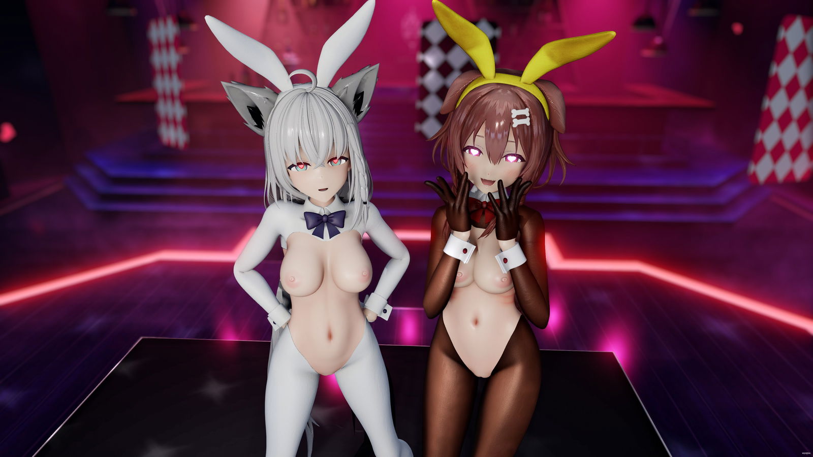 Rabbit Hole - Shirakami Fubuki و Inugami Korone  | Virtual YouTuber MMD R-18 - هنتاي بورن - فيديو هنتاي