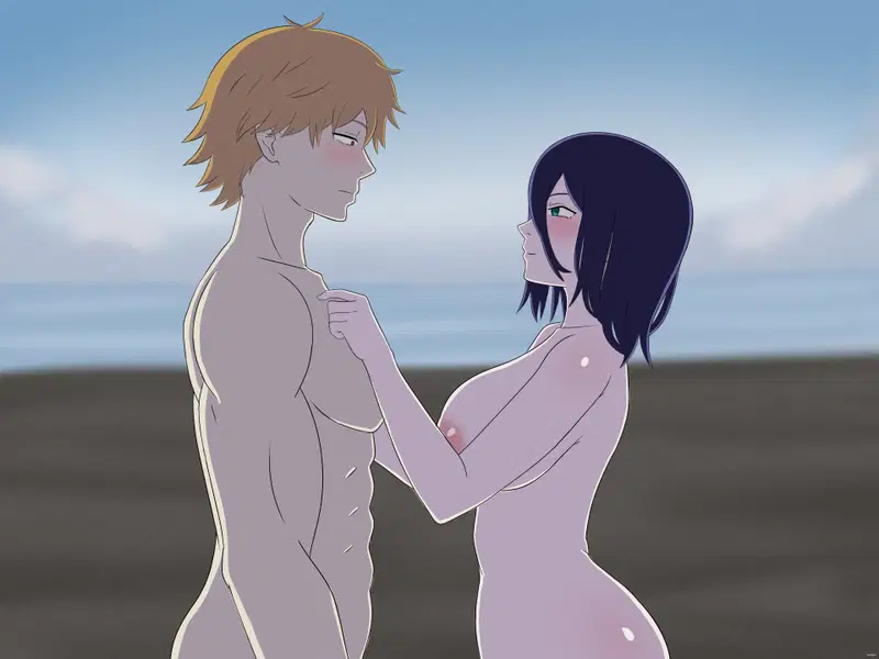 Reze and Denji in the beach good ending
