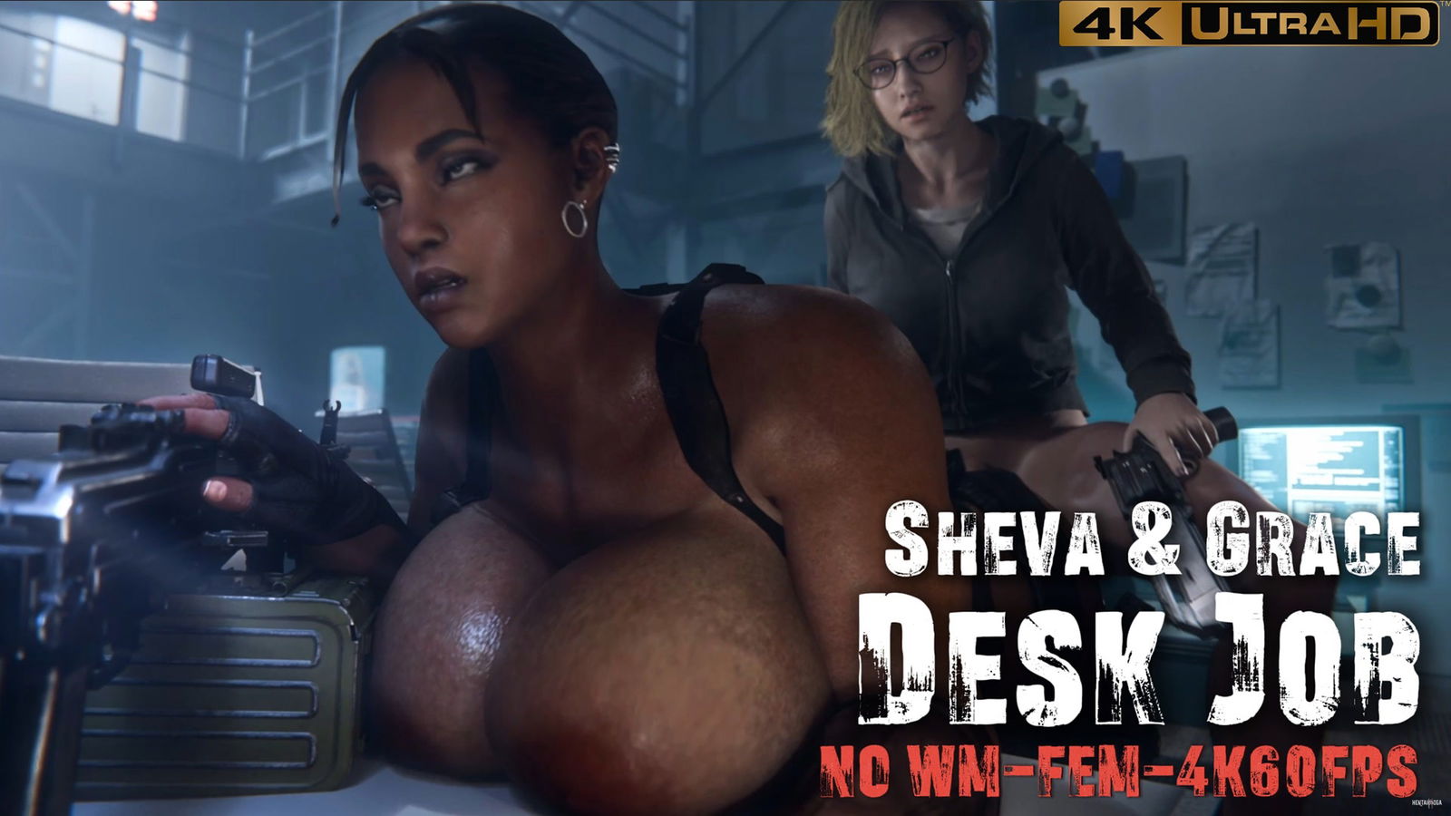Sheva & Grace | Desk Job (NO WM)(FEM)(4K60FPS) - hentai porn - Hentai Video