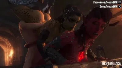 Mối quan hệ ba người với Karlach và Lae’zel linh hoạt - hentai porno - Video Hentai