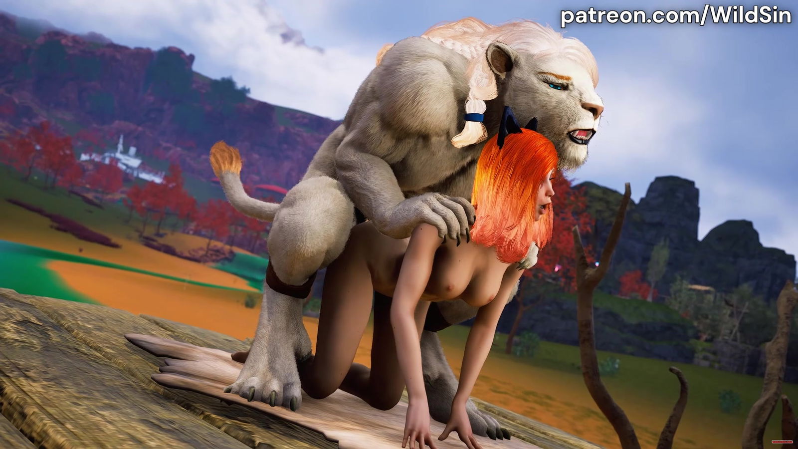 White Lion Furry fuck with cute Neko Girl - hentai porn - Hentai Video